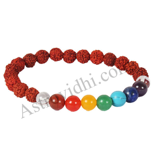 5 Mukhi Rudraksha with 7 Chakra Beads Bracelet  Rudraksha Mart